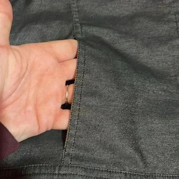 Doncaster black denim button up stretchy blazer with pockets sz 12 - Picture 10 of 11